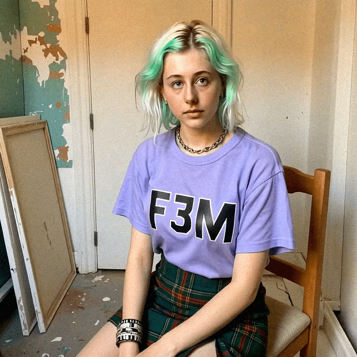 Emma-Jane MacKinnon-Lee in a room of her web3 fashion art studio